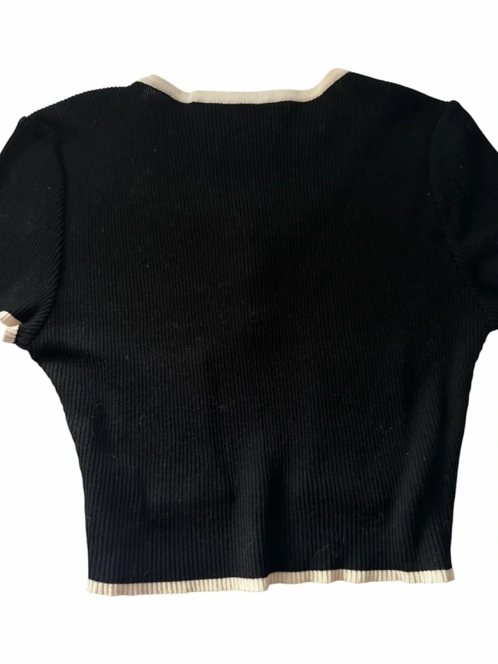 CHANEL 95P Black Cream CC Button Crop Top FR40 Spring 1995